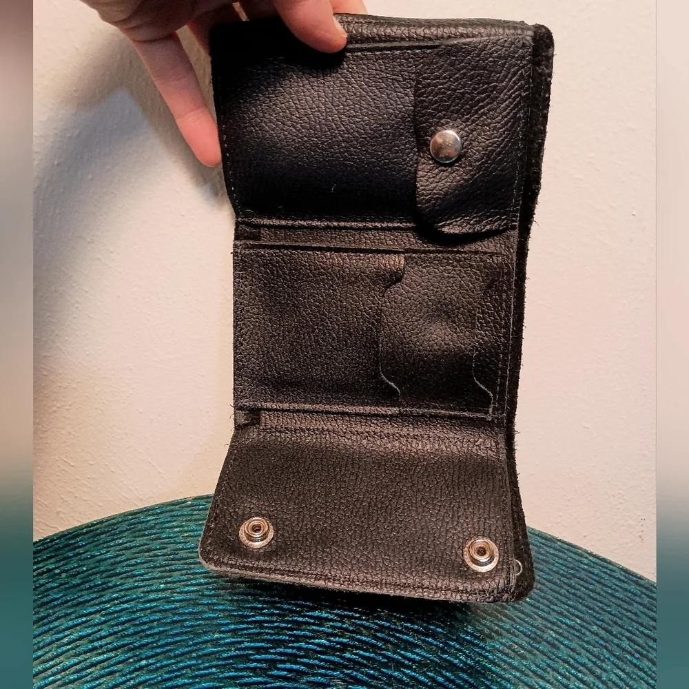 Harley Davidson Black Embossed Trifold Leather Wallet